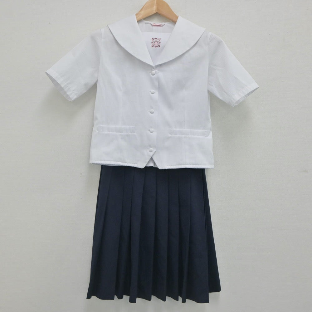 【中古】大阪府 プール学院中学校 女子制服 2点（セーラー服・スカート）sf023520