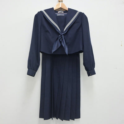 【中古】福岡県 高取中学校 女子制服 3点（セーラー服・ジャンパースカート）sf023530