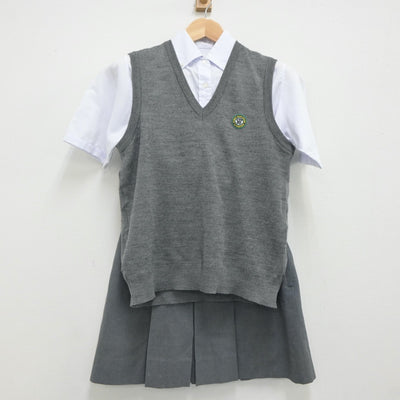 【中古】神奈川県 湘南工科大学附属高等学校 女子制服 3点（ニットベスト・シャツ・スカート）sf023532