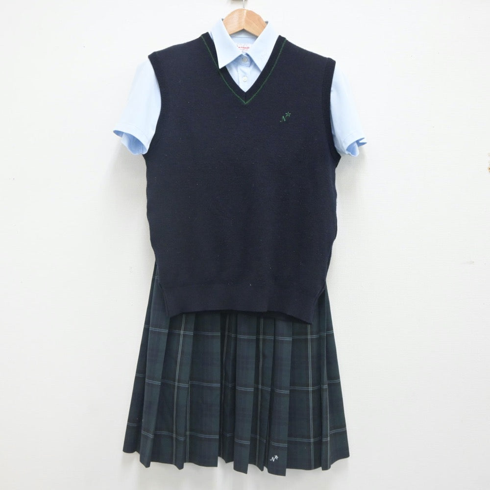 【中古】大阪府 農芸高等学校 女子制服 4点（ニットベスト・シャツ・スカート）sf023537