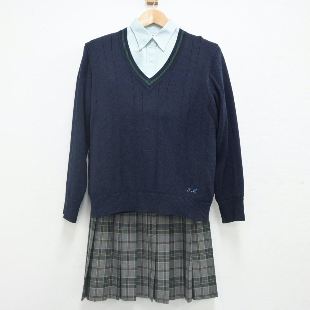 【中古】神奈川県 横浜創英高等学校 女子制服 4点（ニット・シャツ・シャツ・スカート）sf023551