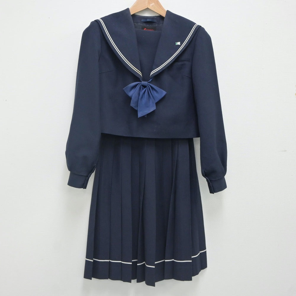 【中古】福岡県 直方高等学校 女子制服 3点（セーラー服・スカート）sf023559