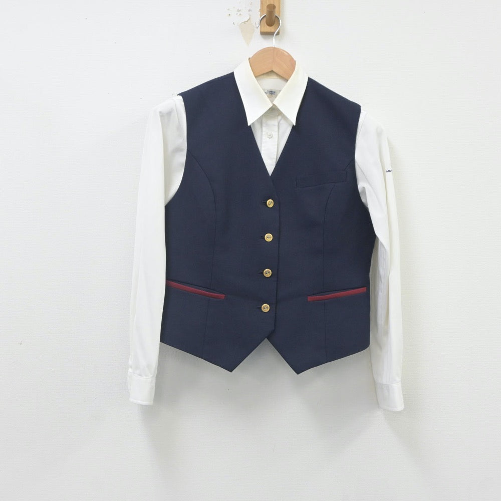 【中古】岡山県 岡山東商業高等学校 女子制服 2点（ベスト・シャツ）sf023586