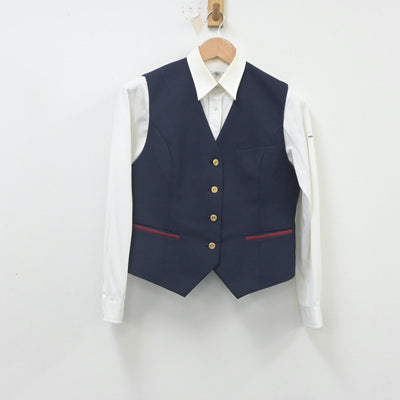 【中古】岡山県 岡山東商業高等学校 女子制服 2点（ベスト・シャツ）sf023586