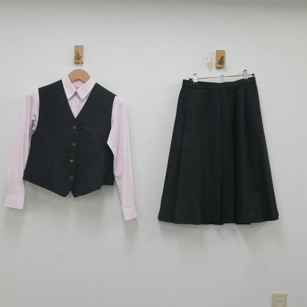 【中古】佐賀県 牛津高等学校 女子制服 4点（ブレザー・ベスト・シャツ・スカート）sf023592