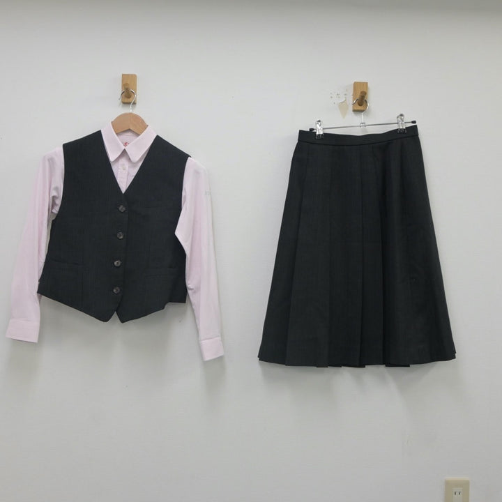 【中古】佐賀県 牛津高等学校 女子制服 4点（ブレザー・ベスト・シャツ・スカート）sf023592