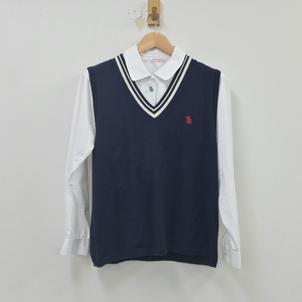 【中古】大阪府 八尾翠翔高等学校 女子制服 2点（ニットベスト・シャツ）sf023598