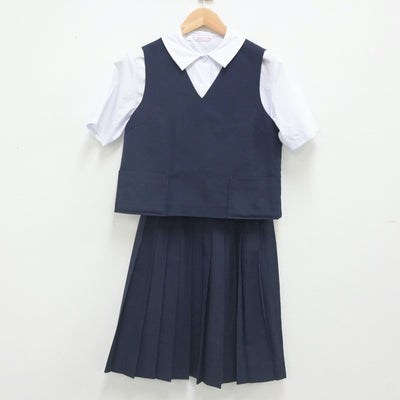 【中古】岩手県 城西中学校 女子制服 3点（ベスト・シャツ・スカート）sf023626