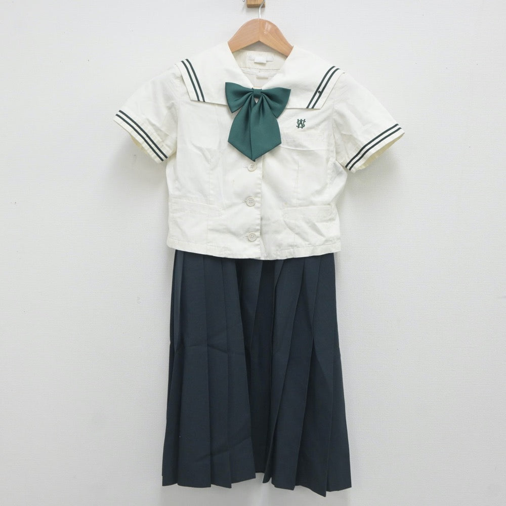 【中古】福岡県 西南学院中学校 女子制服 3点（セーラー服・ジャンパースカート）sf023635