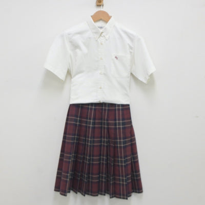 【中古】秋田県 男鹿東中学校 女子制服 2点（シャツ・スカート）sf023641