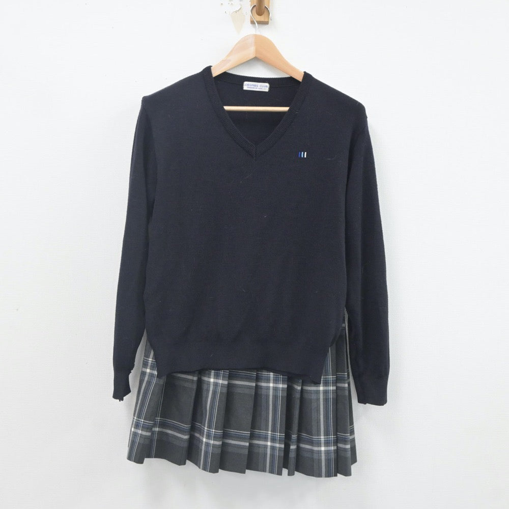 【中古】群馬県 明和県央高等学校 女子制服 2点（ニット・スカート）sf023671