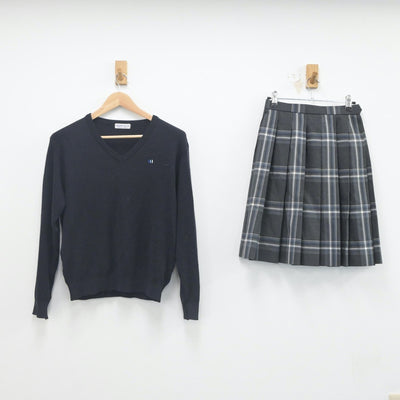 【中古】群馬県 明和県央高等学校 女子制服 2点（ニット・スカート）sf023671