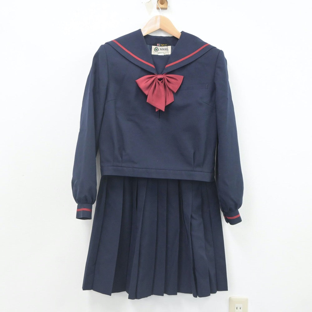 【中古】石川県 津幡中学校 女子制服 3点（セーラー服・スカート）sf023673