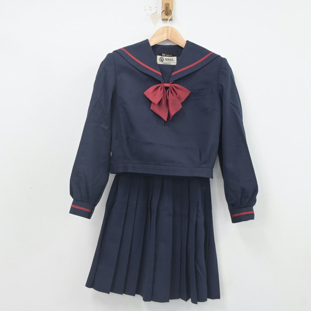 【中古】石川県 津幡中学校 女子制服 3点（セーラー服・スカート）sf023674