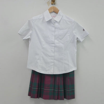 【中古】山口県 山口県桜ケ丘高等学校 女子制服 4点（ニットベスト・シャツ・シャツ・スカート）sf023689