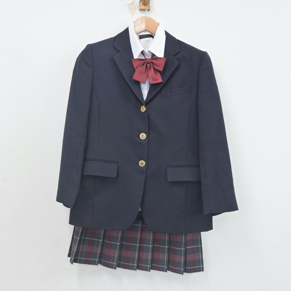 【中古】神奈川県 横浜商科大学高等学校 女子制服 6点（ブレザー・ニット・シャツ・スカート）sf023695