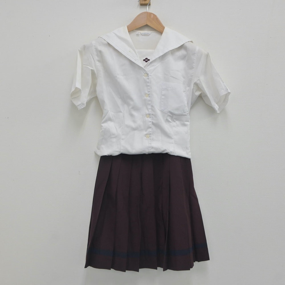 【中古】群馬県 共愛学園高等学校 女子制服 2点（シャツ・スカート）sf023706