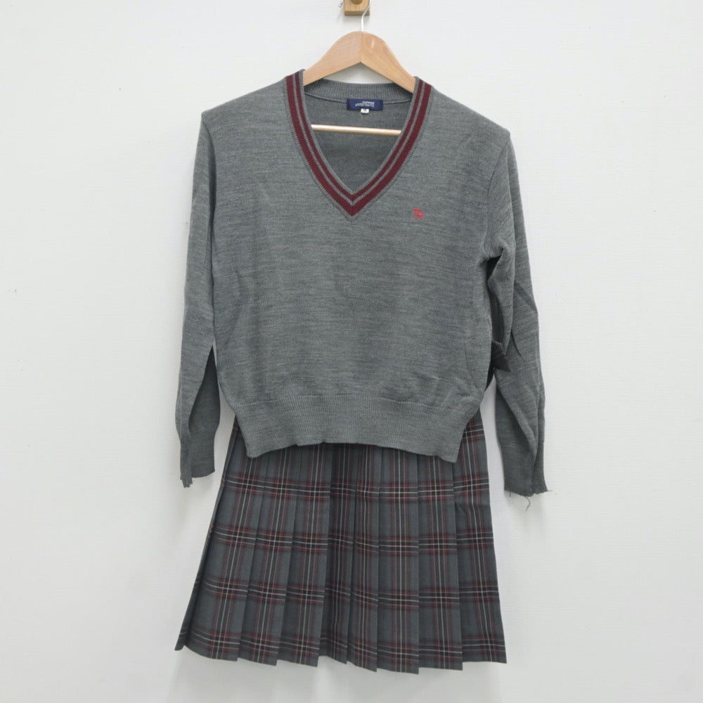 【中古】東京都 帝京八王子高等学校 女子制服 2点（ニット・スカート）sf023723