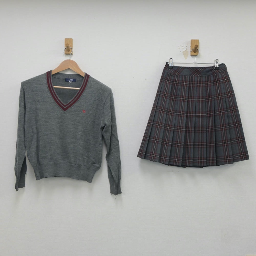 【中古】東京都 帝京八王子高等学校 女子制服 2点（ニット・スカート）sf023723