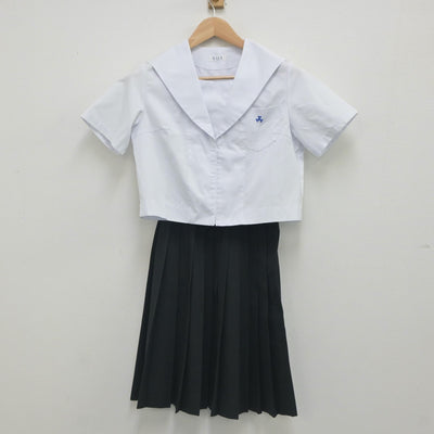 【中古】高知県 小津高等学校 女子制服 4点（ベスト・シャツ・スカート）sf023739