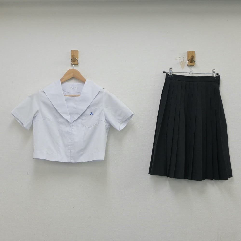 【中古】高知県 小津高等学校 女子制服 4点（ベスト・シャツ・スカート）sf023739