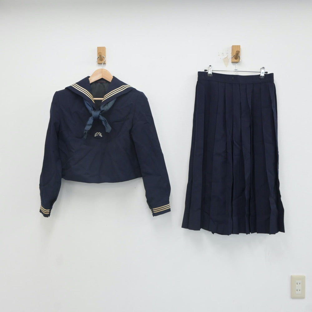 【中古】兵庫県 武庫川女子高等学校 女子制服 2点（セーラー服・スカート）sf023758