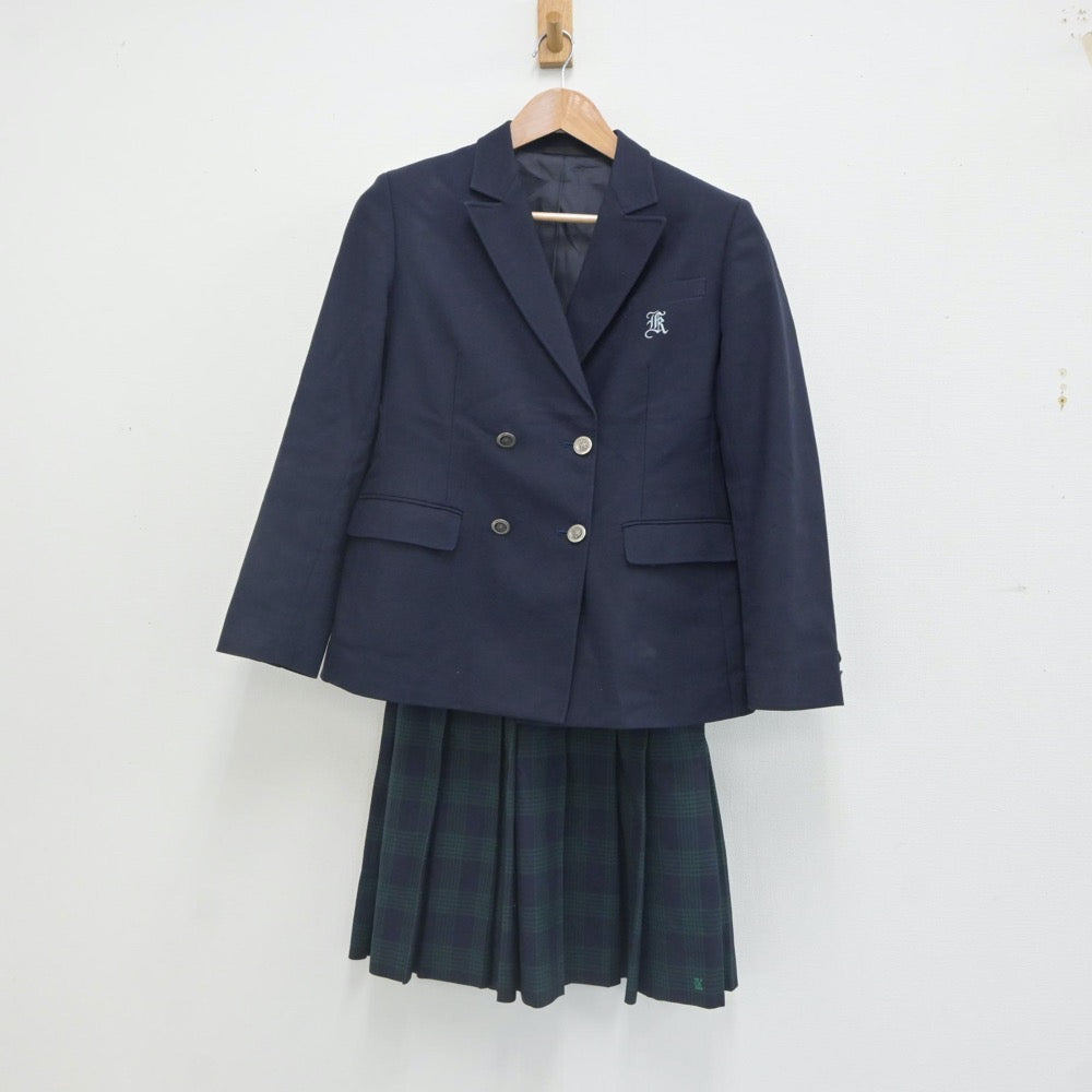 【中古】福岡県 久留米市立荒木中学校 女子制服 3点（ブレザー・ニット・スカート）sf023782