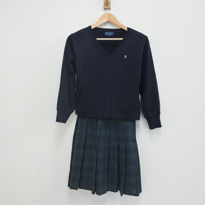 【中古】福岡県 久留米市立荒木中学校 女子制服 3点（ブレザー・ニット・スカート）sf023782