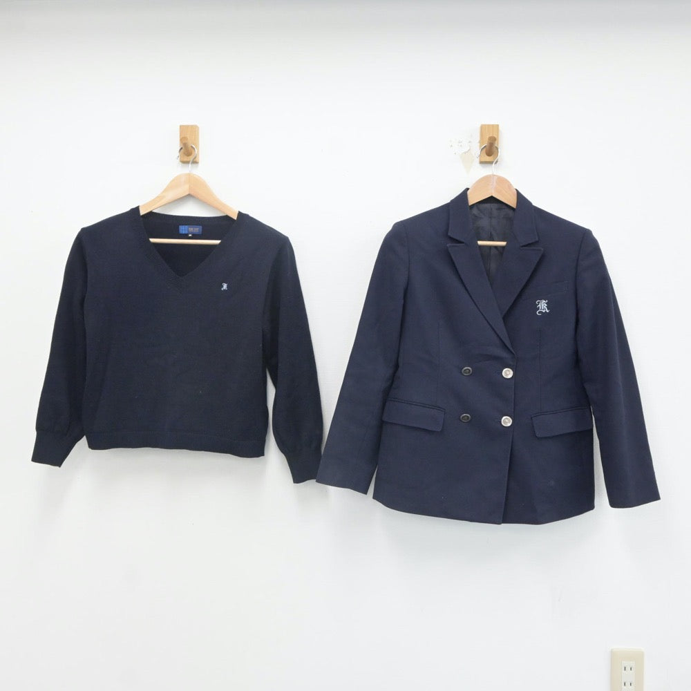 【中古】福岡県 久留米市立荒木中学校 女子制服 3点（ブレザー・ニット・スカート）sf023782