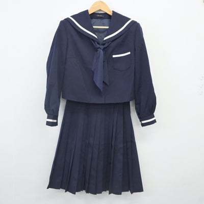 【中古】島根県 浜田商業高等学校 女子制服 3点（セーラー服・スカート）sf023801