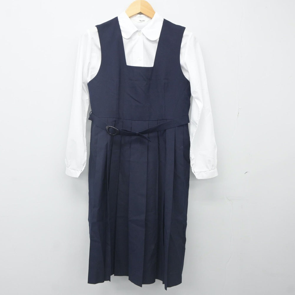 【中古】千葉県 逆井中学校 女子制服 2点（シャツ・ジャンパースカート）sf023807