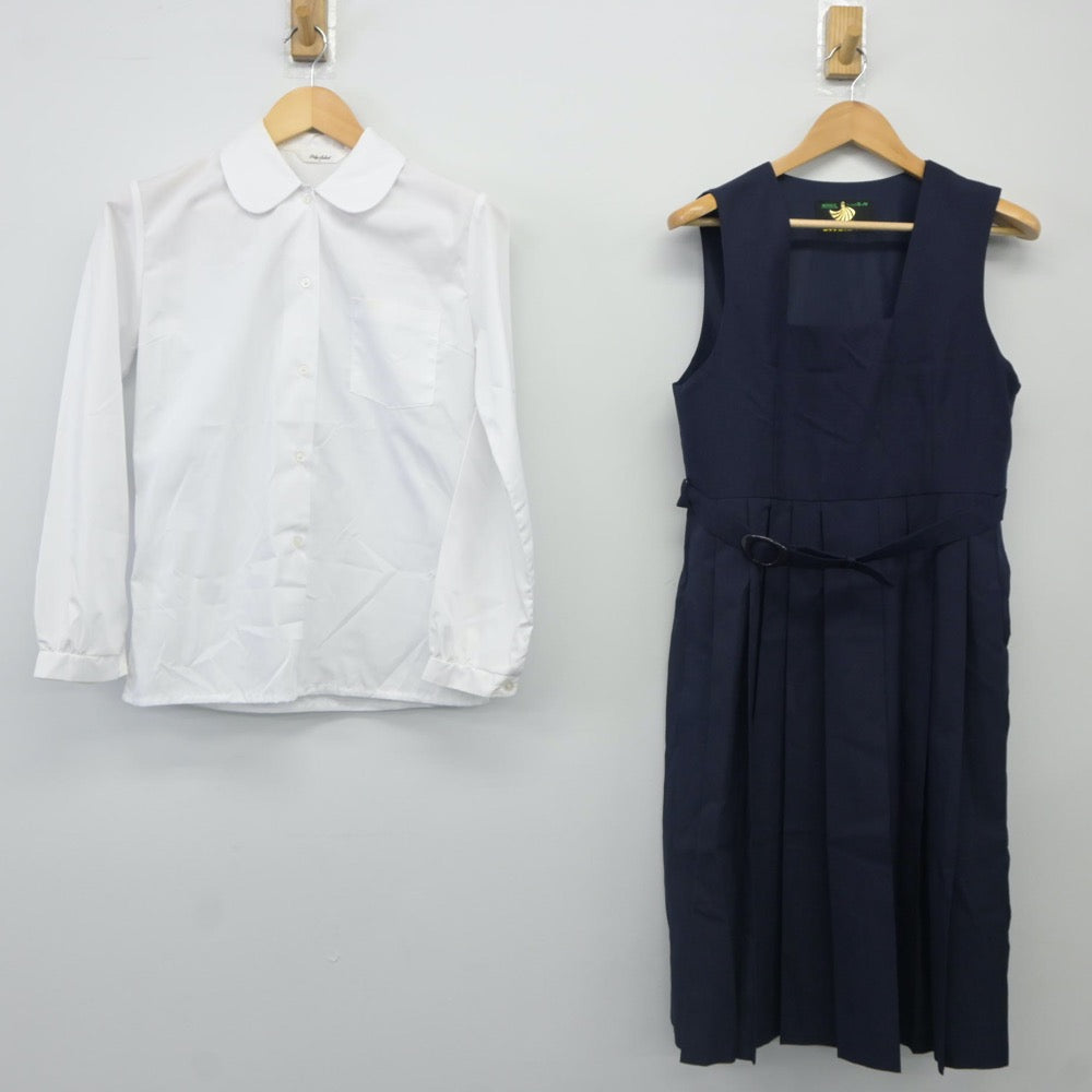 【中古】千葉県 逆井中学校 女子制服 2点（シャツ・ジャンパースカート）sf023807