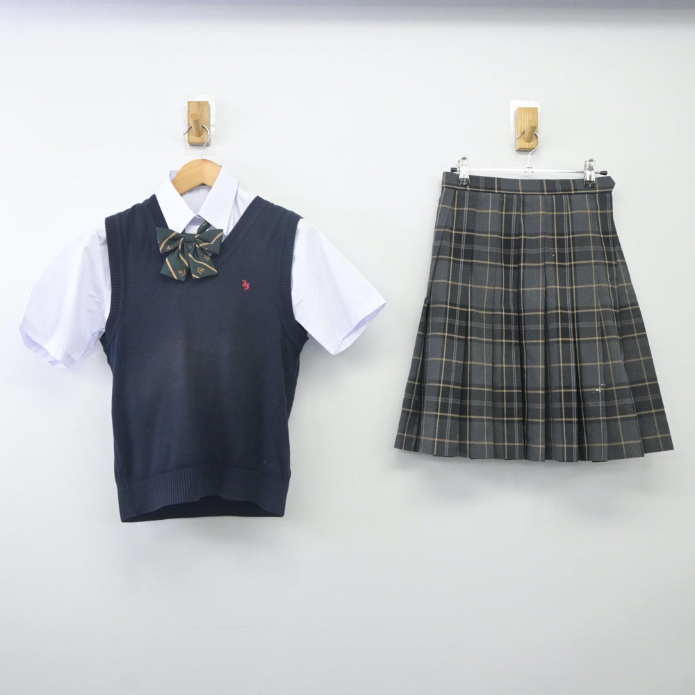 【中古】東京都 上水高等学校 女子制服 4点（シャツ・ニットベスト・スカート）sf023812