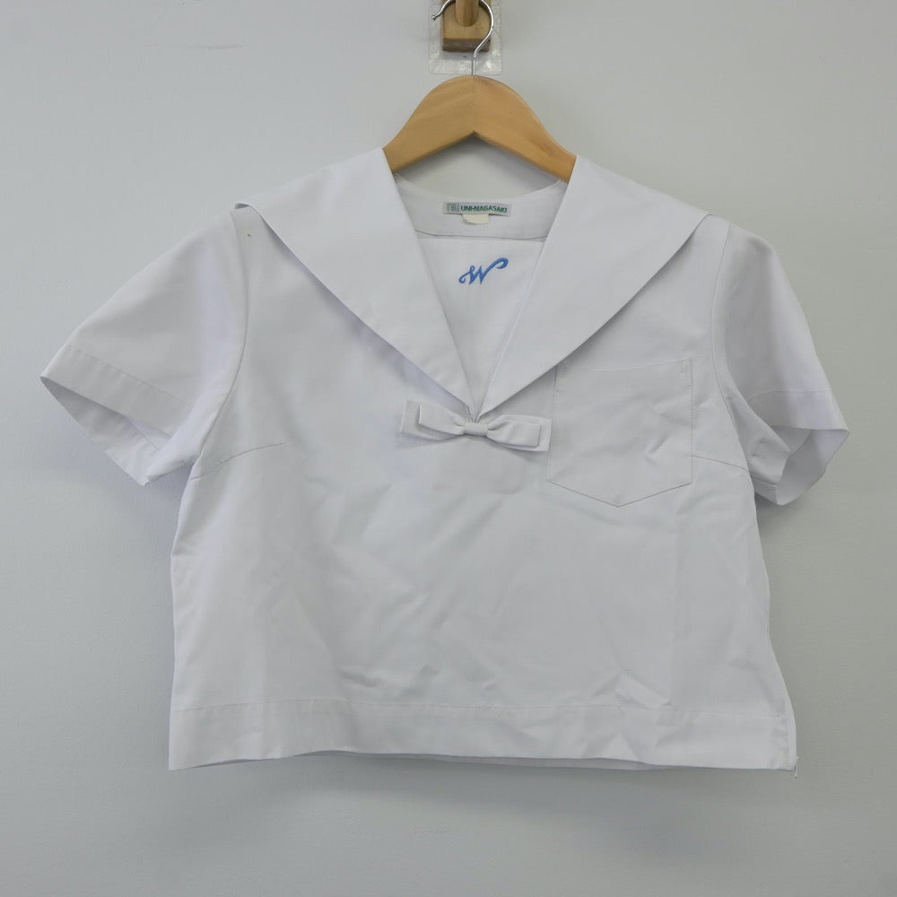 【中古】長崎県 長崎西高等学校 女子制服 2点（セーラー服・ニット）sf023814