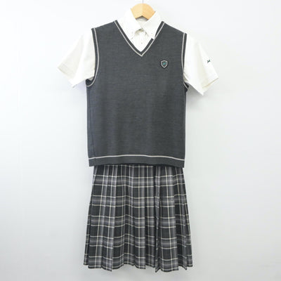 【中古】東京都 八王子学園八王子高等学校 女子制服 3点（シャツ・ニットベスト・スカート）sf023832