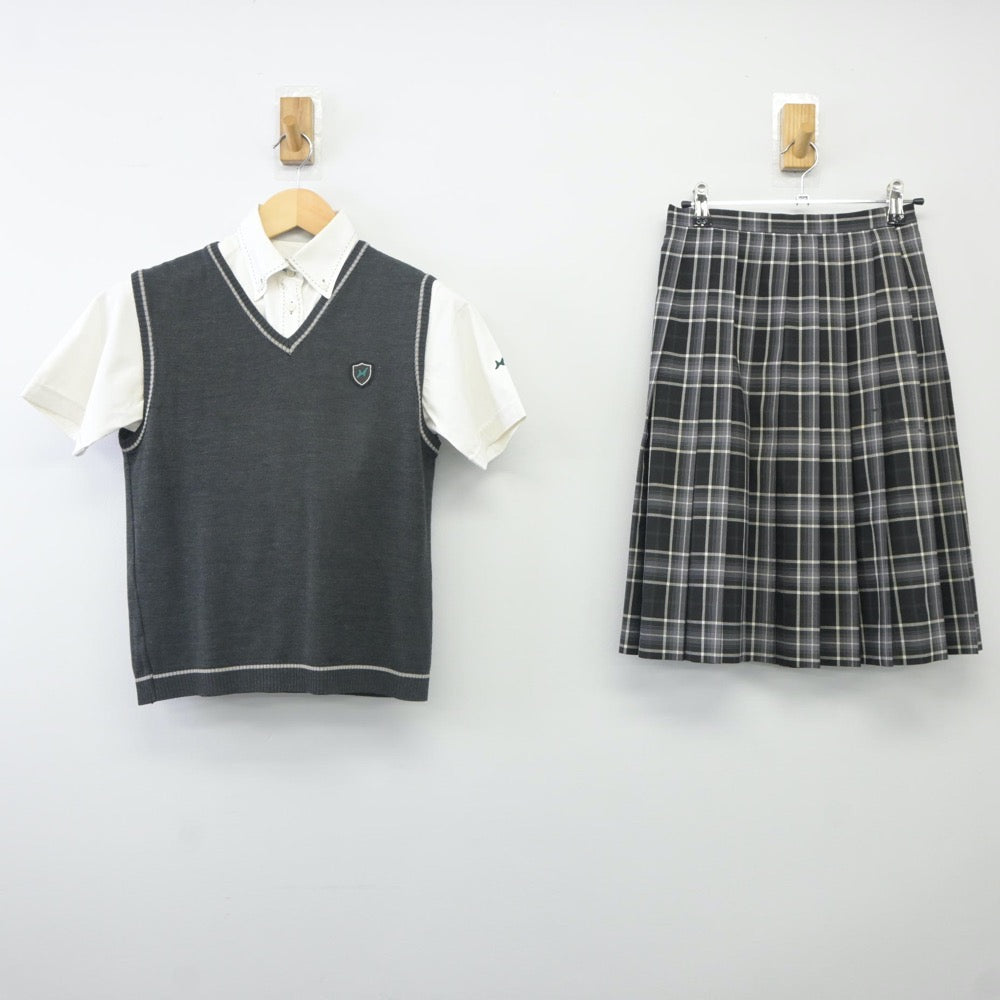 【中古】東京都 八王子学園八王子高等学校 女子制服 3点（シャツ・ニットベスト・スカート）sf023832