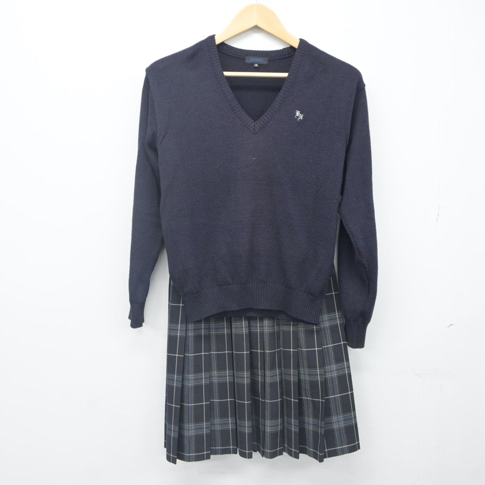 【中古】三重県 桑名西高等学校 女子制服 2点（ニット・スカート）sf023842