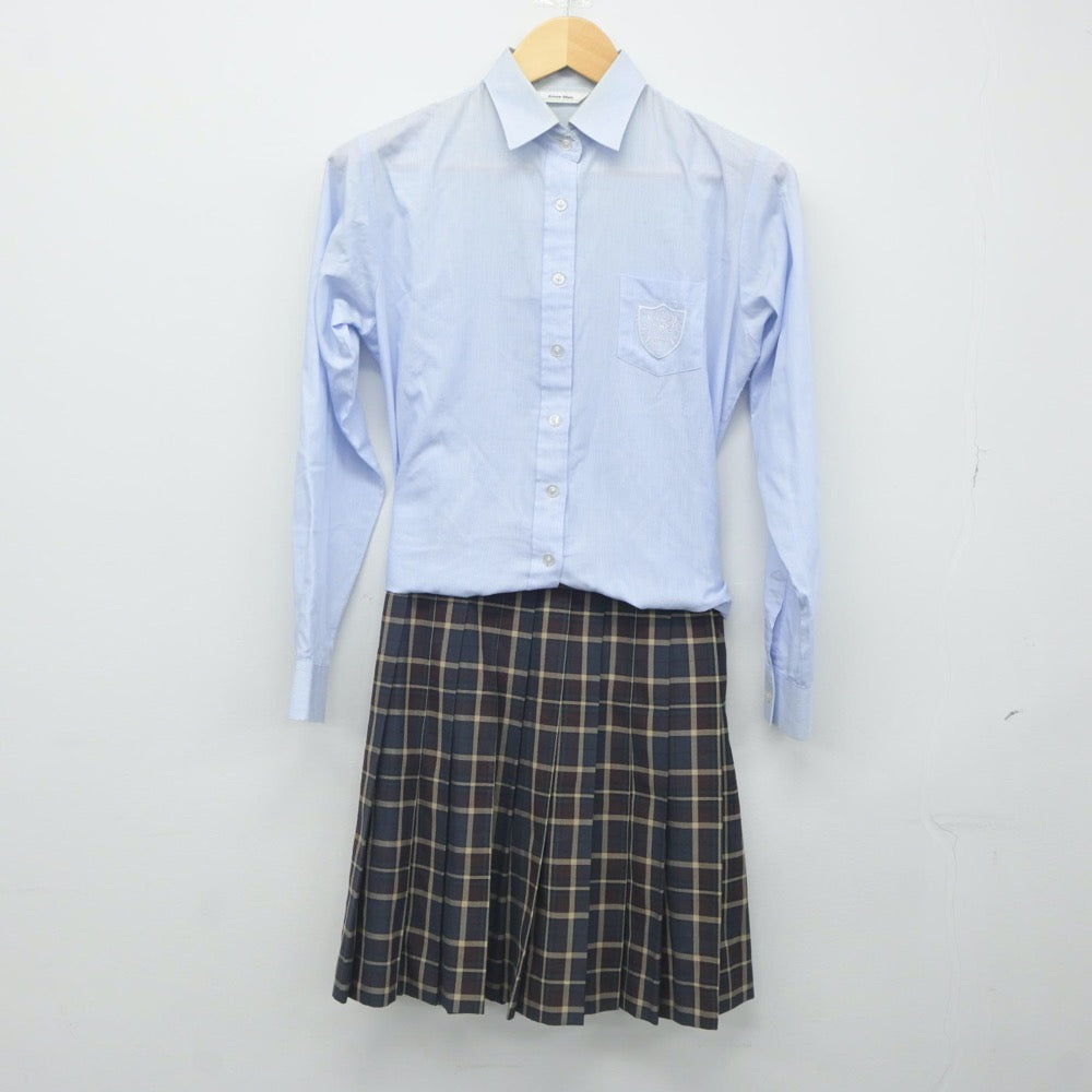 【中古】東京都 愛国学園高等学校 女子制服 3点（ニットベスト・シャツ・スカート）sf023847