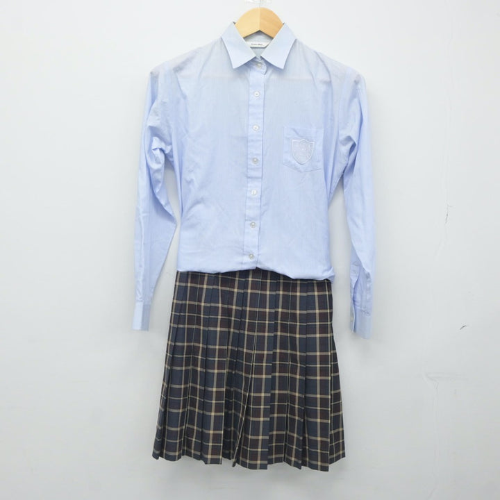 【中古】東京都 愛国学園高等学校 女子制服 3点（ニットベスト・シャツ・スカート）sf023847