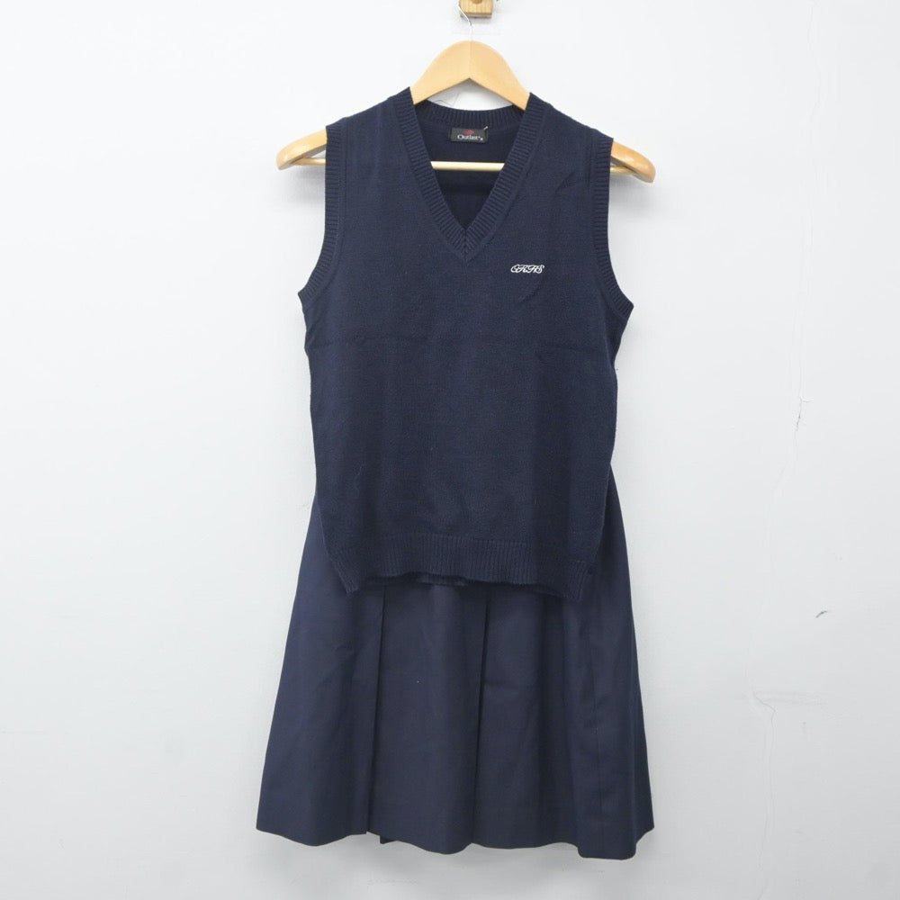 【中古】埼玉県 大宮北高等学校 女子制服 2点（ニットベスト・スカート）sf023897