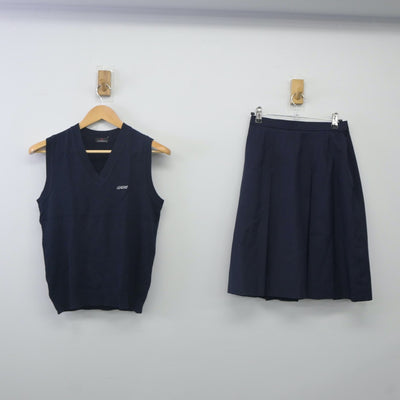 【中古】埼玉県 大宮北高等学校 女子制服 2点（ニットベスト・スカート）sf023897