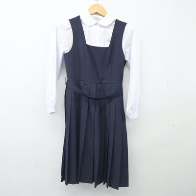 【中古】広島県 二葉中学校 女子制服 4点（ブレザー・シャツ・ジャンパースカート）sf023933