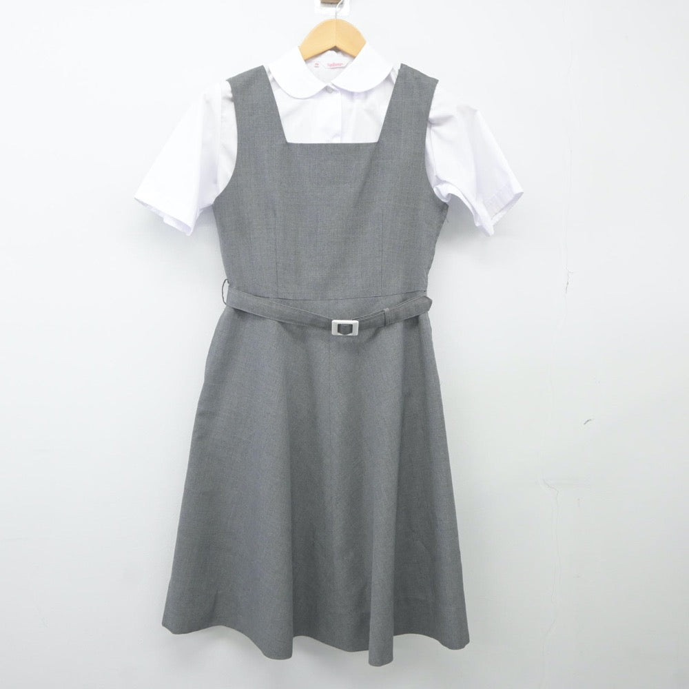 【中古】広島県 二葉中学校 女子制服 2点（シャツ・ジャンパースカート）sf023934