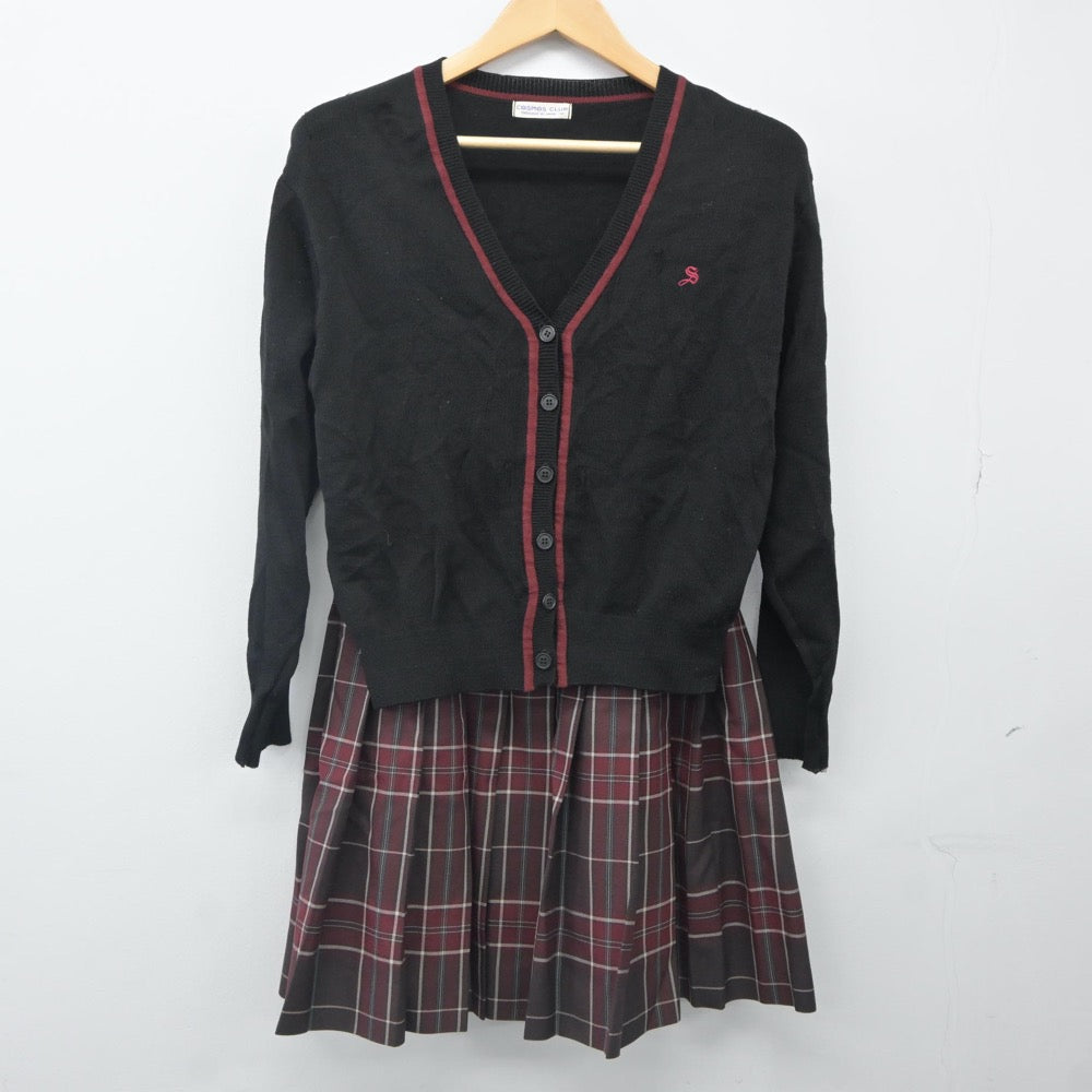 【中古】愛知県 清林館高等学校 女子制服 5点（ブレザー・ニット・スカート）sf023956