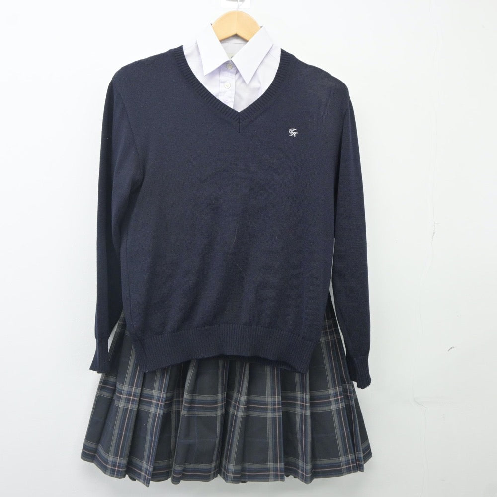 【中古】東京都 帝京八王子高等学校 女子制服 3点（シャツ・ニット・スカート）sf023959