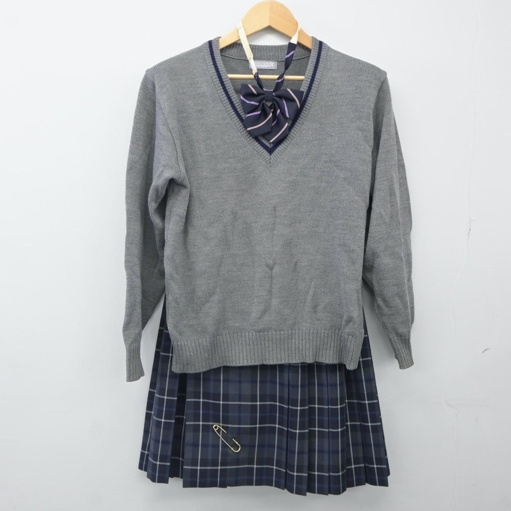 【中古】東京都 中央大学高等学校 女子制服 3点（ニット・スカート）sf023961