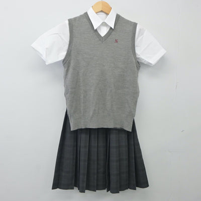 【中古】岐阜県 済美高等学校 女子制服 4点（シャツ・ニットベスト・スカート）sf023970