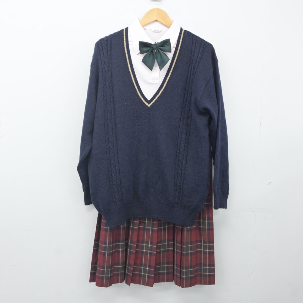 【中古】山口県 中村学園 中村女子高等学校 女子制服 5点（シャツ・ニット・スカート）sf023991