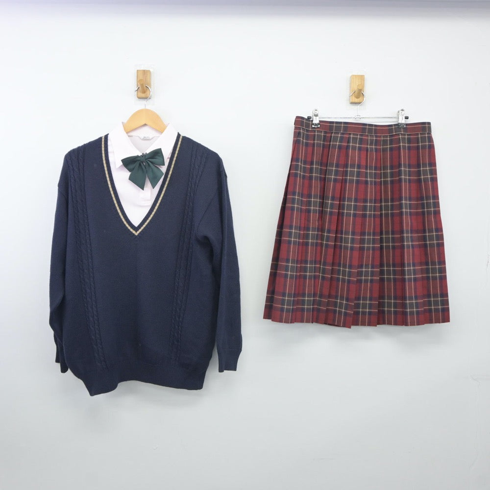 【中古】山口県 中村学園 中村女子高等学校 女子制服 5点（シャツ・ニット・スカート）sf023991