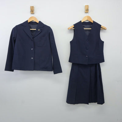 【中古】宮城県 福岡中学校 女子制服 4点（ブレザー・ベスト・スカート）sf024006